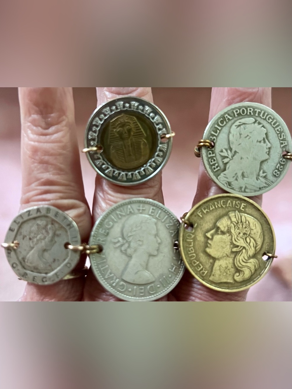 5 Vintage Mixed Metal Coin Ring - Gold & Silver Tones